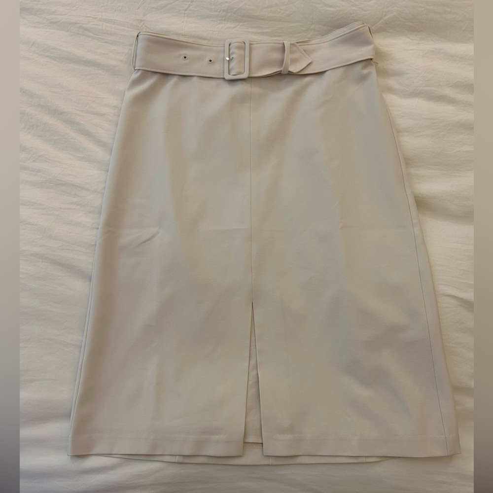 Banana Republic Belted Cream Pencil Skirt Knee-Length Work
